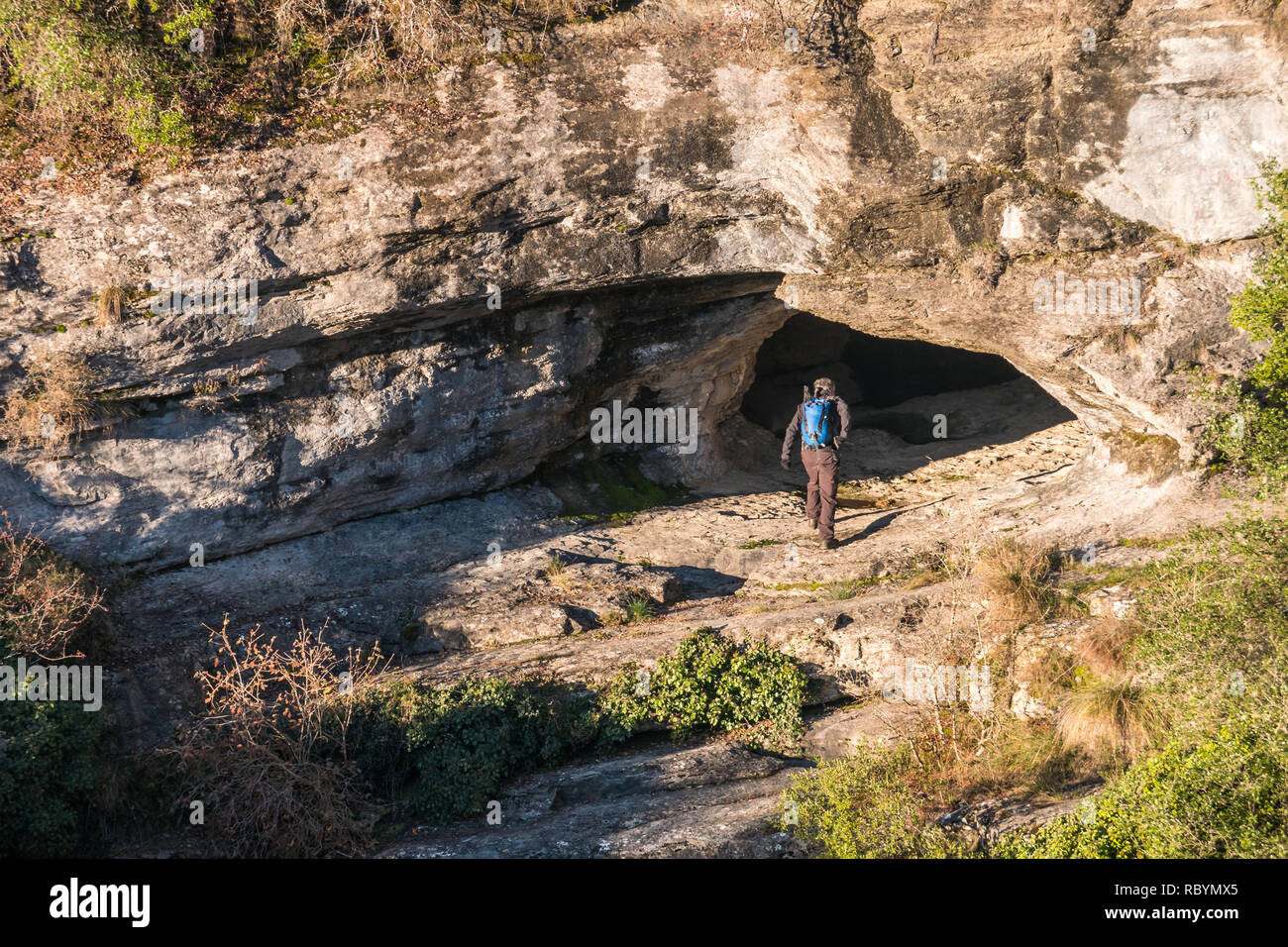 Dans la grotte de Los Goros Goros Canyon, Hueto Arriba en Alava, près de Vitoria-Gasteiz, Pays Basque, Espagne Banque D'Images