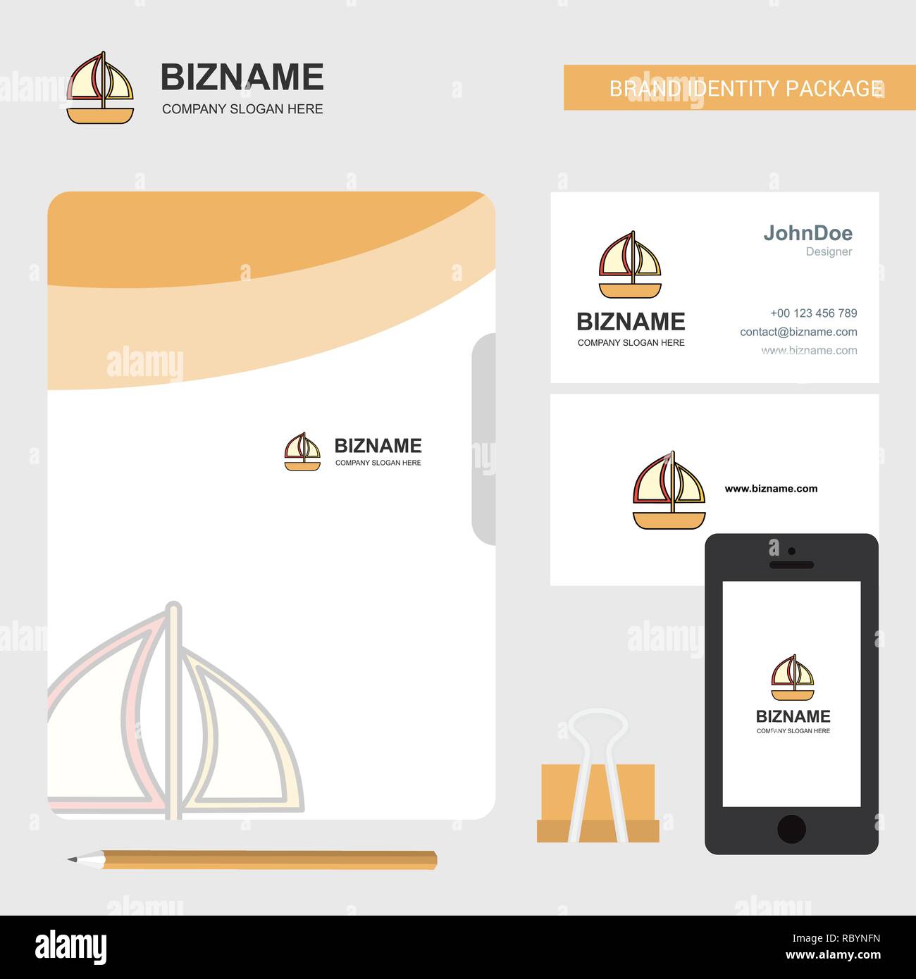 Boat Business Logo, Carte de visite et couverture du dossier de conception d'applications mobiles. Vector Illustration Illustration de Vecteur