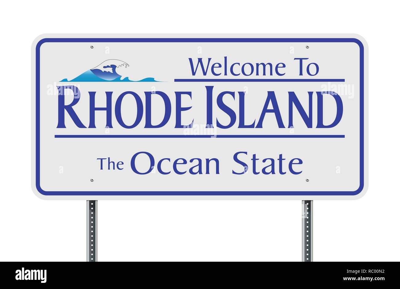 Vector illustration de la bienvenue à Rhode Island white road sign Illustration de Vecteur