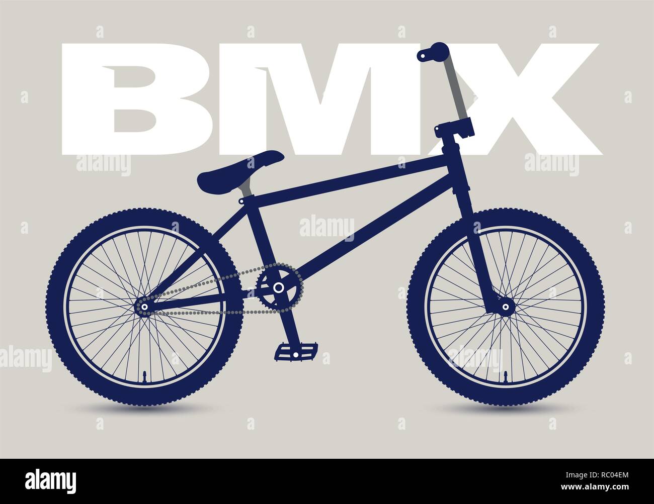 Vélo BMX isolé et monochrome, silhouette très détaillés. Illustration de Vecteur