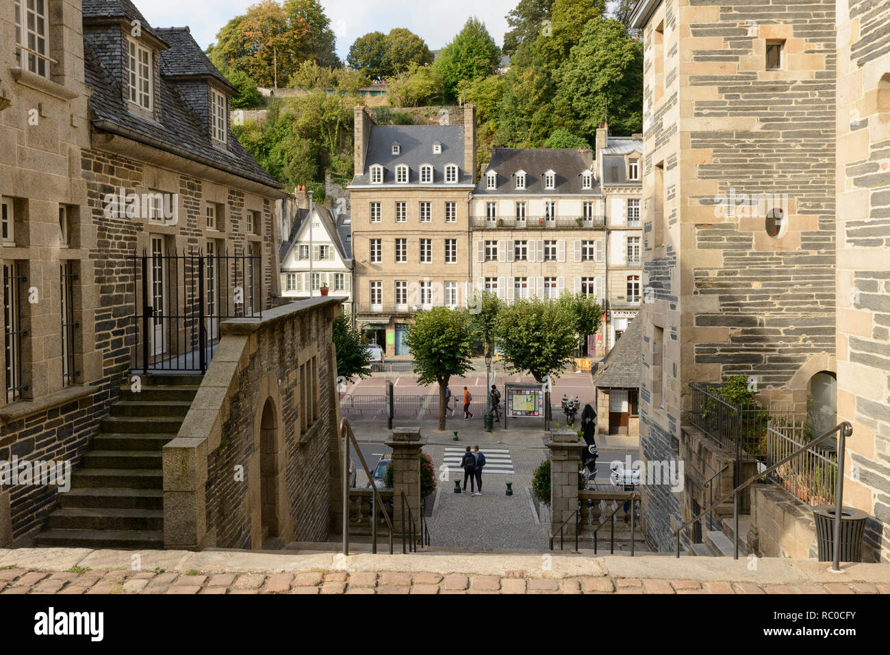 Vue de la place des Otages, Morlaix, Bretagne, France Banque D'Images