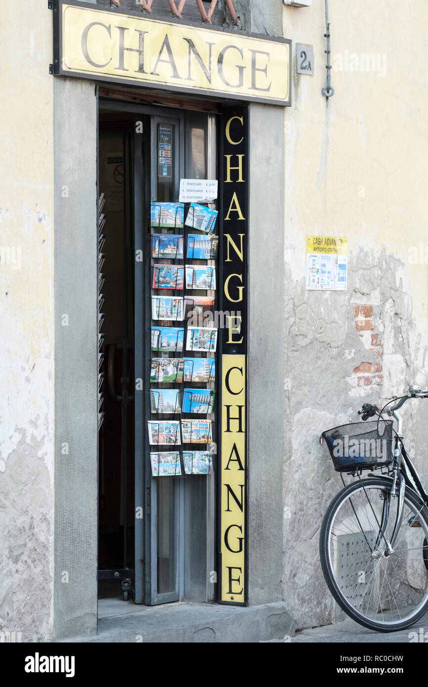 Tourist service de change boutique, Pise, Toscane, Italie, Europe, Banque D'Images