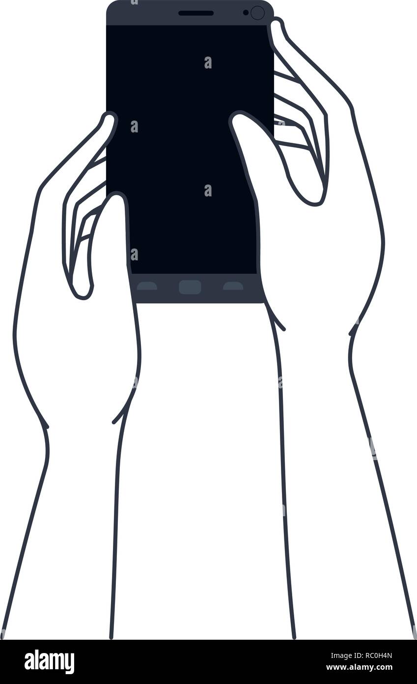 Les mains à l'icône isolé smart phone Illustration de Vecteur