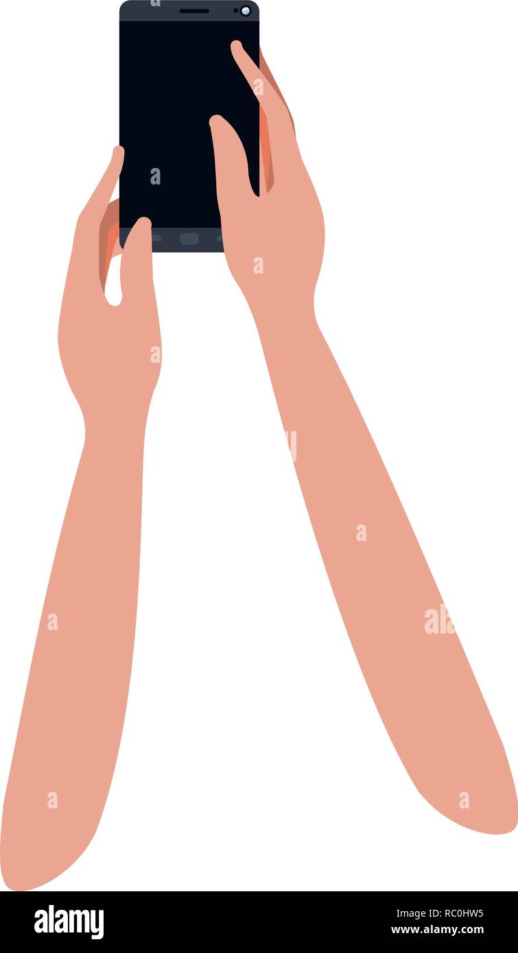 Les mains à l'icône isolé smart phone Illustration de Vecteur