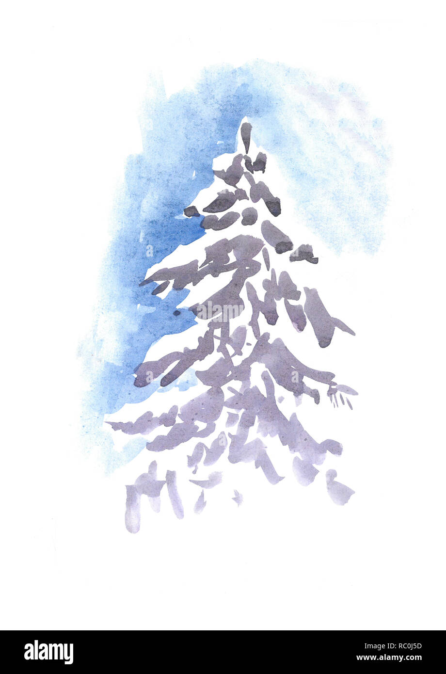 Motif de l'arbre de Noël. Fond d'aquarelle. Beau modèle. Banque D'Images