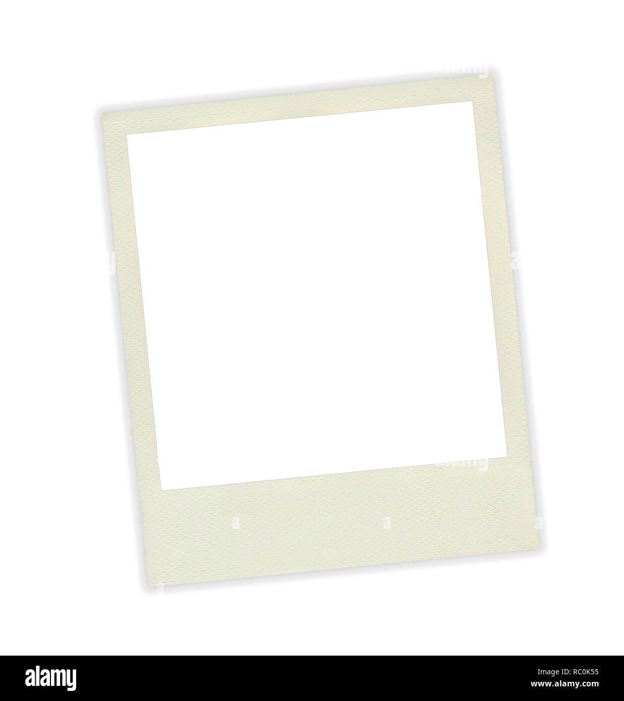 Polaroid cadre photo modèle sur fond blanc. Banque D'Images