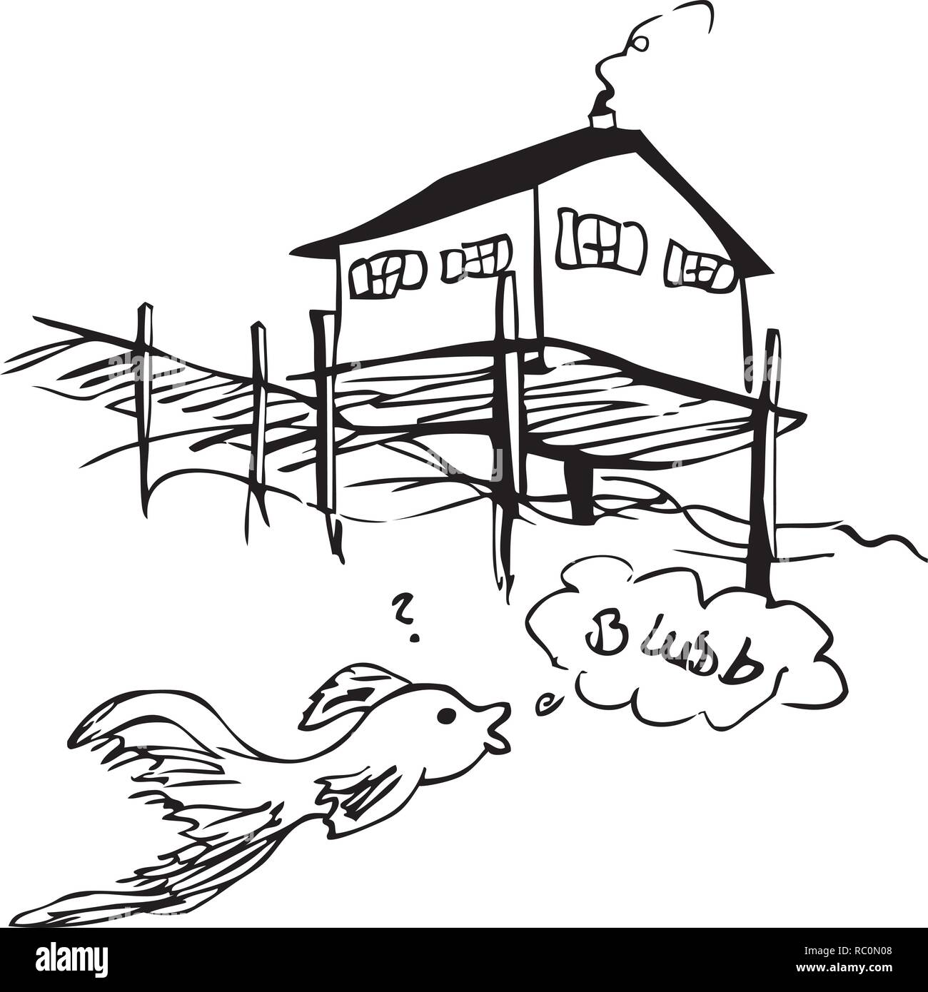 Un poisson à la recherche jusqu'à une maison par jziprian Illustration de Vecteur
