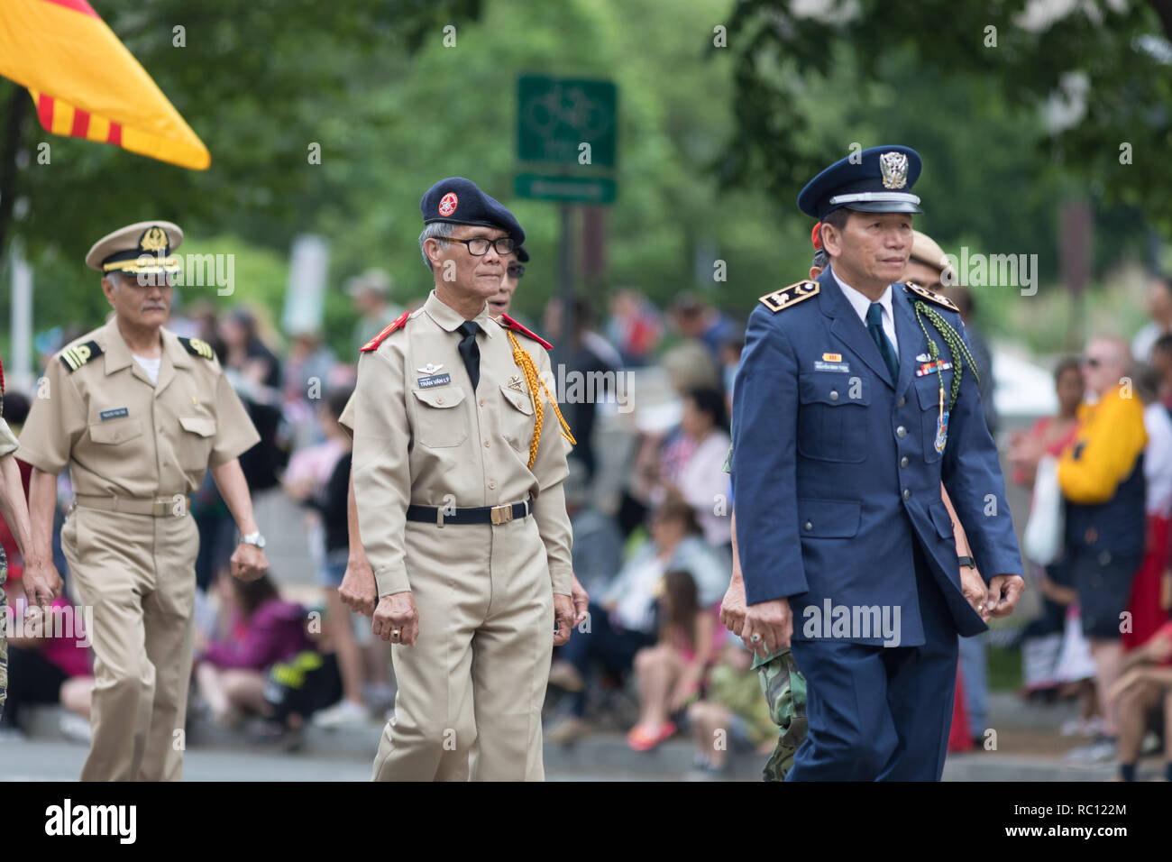 Washington, D.C., USA - Le 28 mai 2018 : Le National Memorial Day Parade, vétérans du Vietnam marchant dans la constitution avenue pendant la parade Banque D'Images