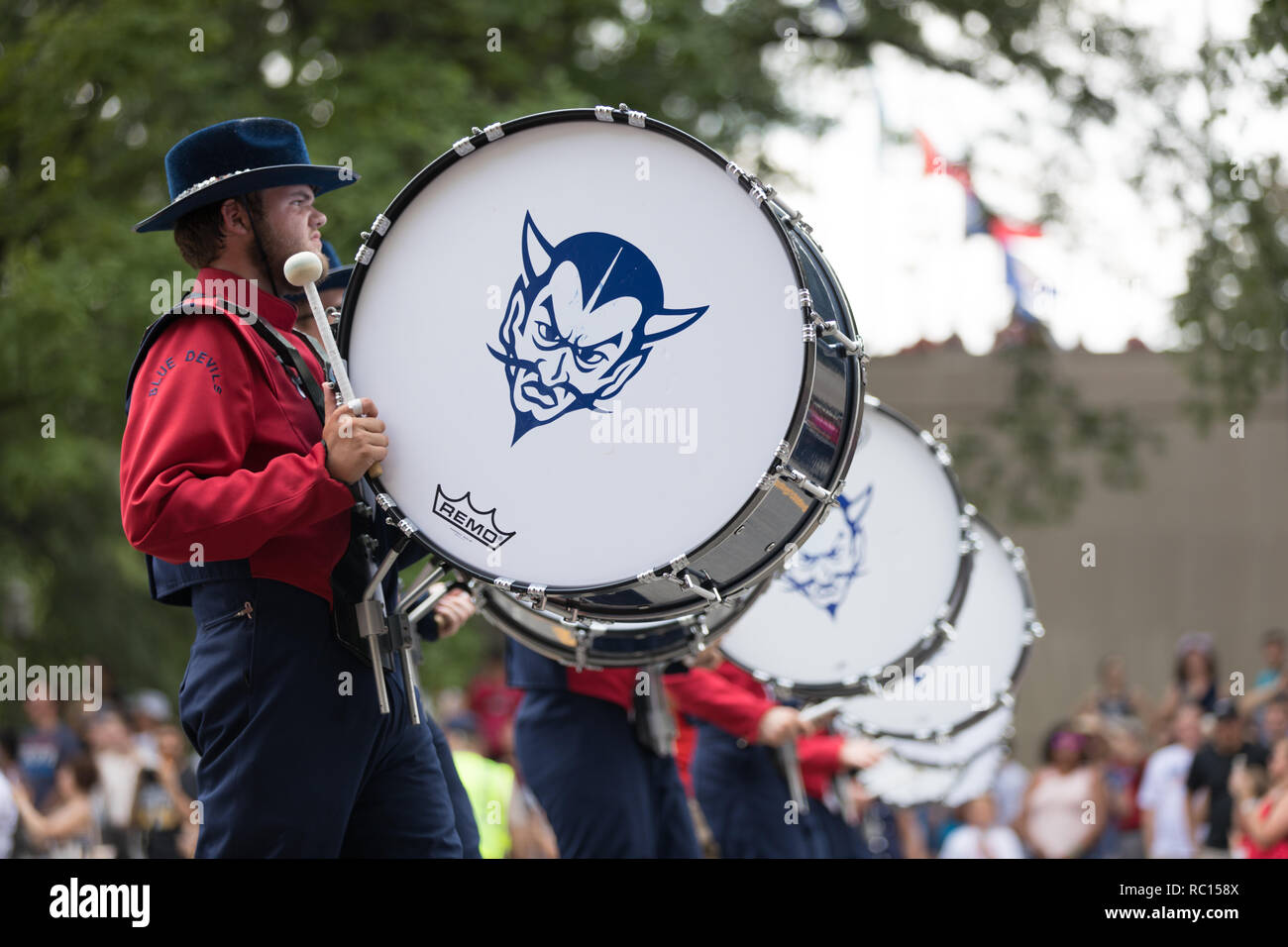 Washington, D.C., USA - 4 juillet 2018, le jour de l'indépendance nationale, le défilé Blue Devils Pulaski en fanfare, de Pulaski, New York Banque D'Images