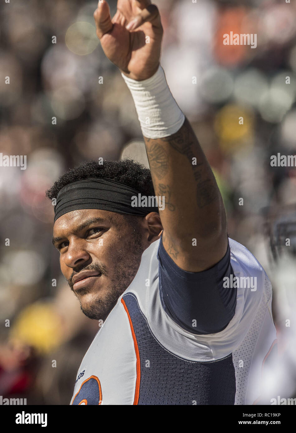 Oakland, Californie, USA. Nov 9, 2014. Denver Broncos tight end Julius Thomas (80) le dimanche 9 novembre 2014, à Oakland, Californie. Les Broncos défait les Raiders 41-17. Crédit : Al Golub/ZUMA/Alamy Fil Live News Banque D'Images