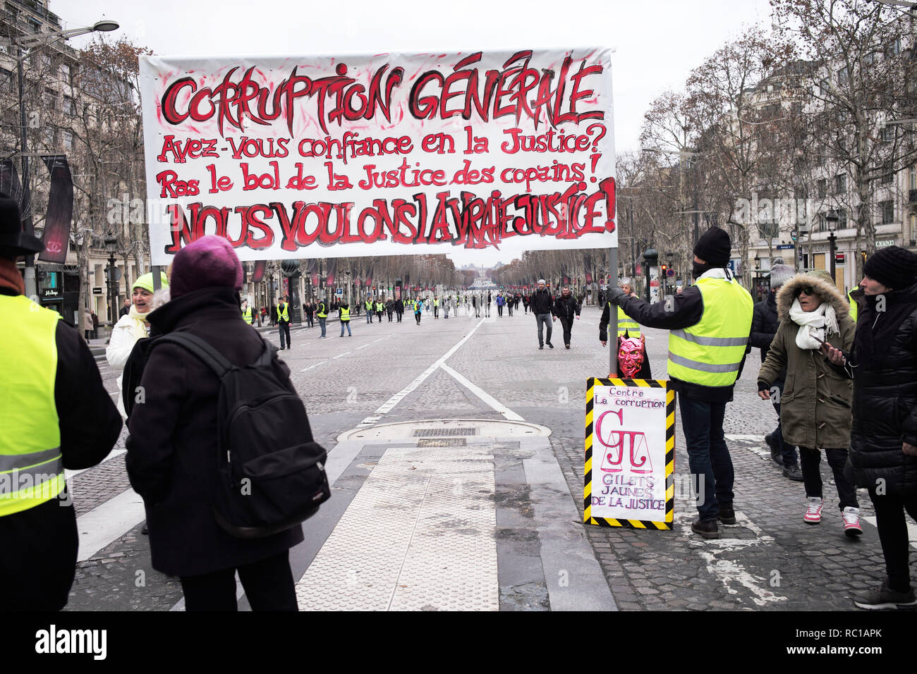 Paris France 12 Janvier 2019 Gilets Jaunes Jaune Des