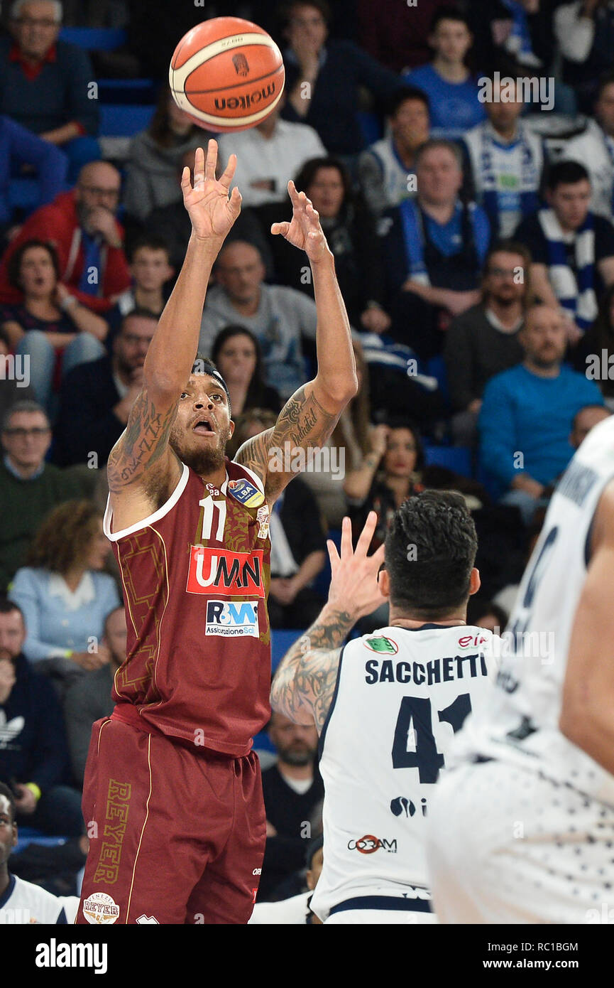 Brescia, Italie. 12 janvier, 2019. Foto Richard Morgano/LaPresse 12 gennaio 2019 Brescia, Italia Serie A 2018/2019 Sport Basket, Germani Panier Brescia - Umana Venezia Nella foto : Deron Washington Photo Richard Morgano/LaPresse 12 janvier 2019 Brescia, Italie Serie A 2018/2019 Sport Basket, Germani Panier Brescia - Umana Venezia dans le pic : Deron Washington Crédit : LaPresse/Alamy Live News Banque D'Images