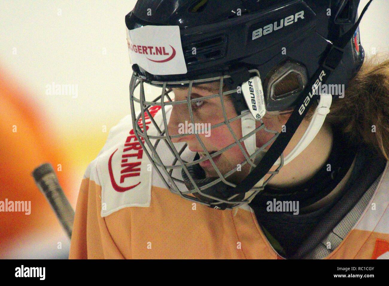 Dumfries, en Écosse, le 12 janvier 2019. Iris van Houten jouant des Pays-Bas contre la Grande-Bretagne dans le Hockey sur glace 2019 U18 Women's World Championship, Division 1, Groupe B, à Dumfries bol de glace. Crédit : Colin Edwards/Alamy Live News. Banque D'Images