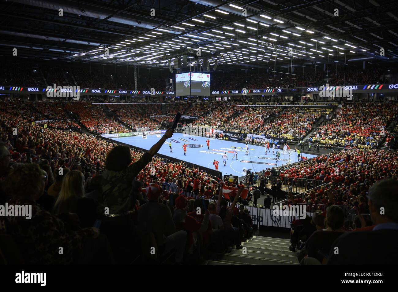 Herning, Danemark. Jan 12, 2019. Le groupe C match de hand entre le Danemark et la Tunisie dans la Jyske Bank Boxen à Herning au cours de l'IHF 2019 Championnat du Monde de handball en Allemagne/Danemark. Credit : Lars Moeller/ZUMA/Alamy Fil Live News Banque D'Images