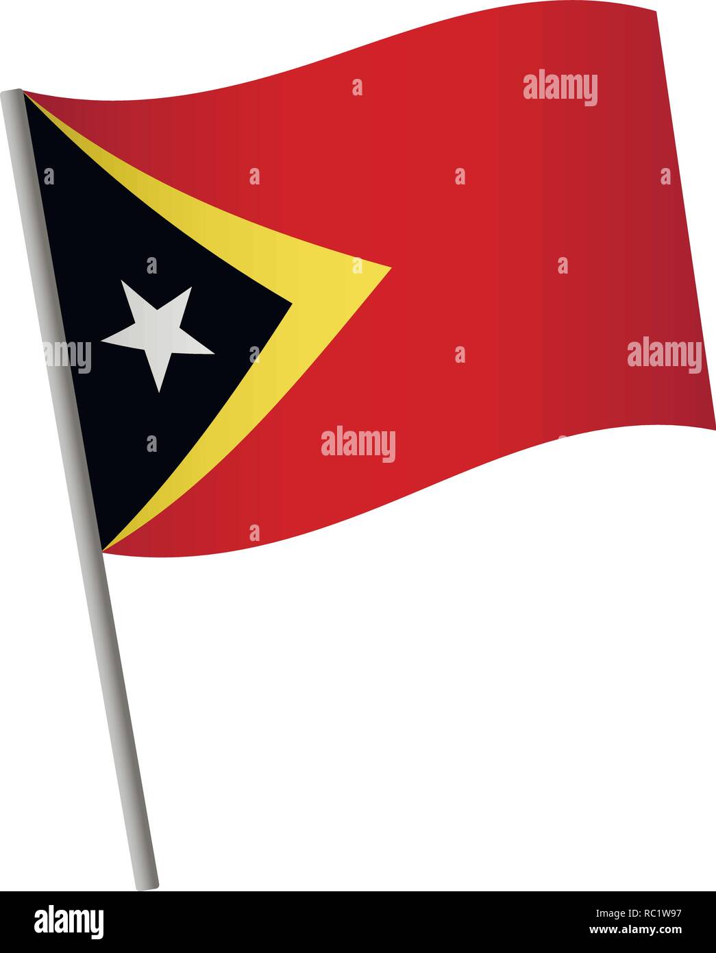 L'icône du drapeau du Timor oriental. Timor-leste sur l'icône en forme de drapeau. Drapeau national du Timor oriental sur un poteau, vector illustration. Illustration de Vecteur