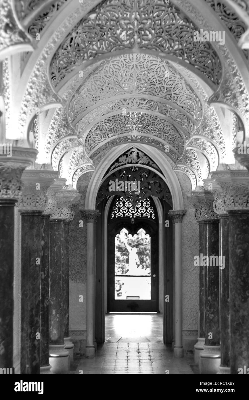 Couloir de Palais Monseratte, palais intérieur, Sintra, Portugal Banque D'Images