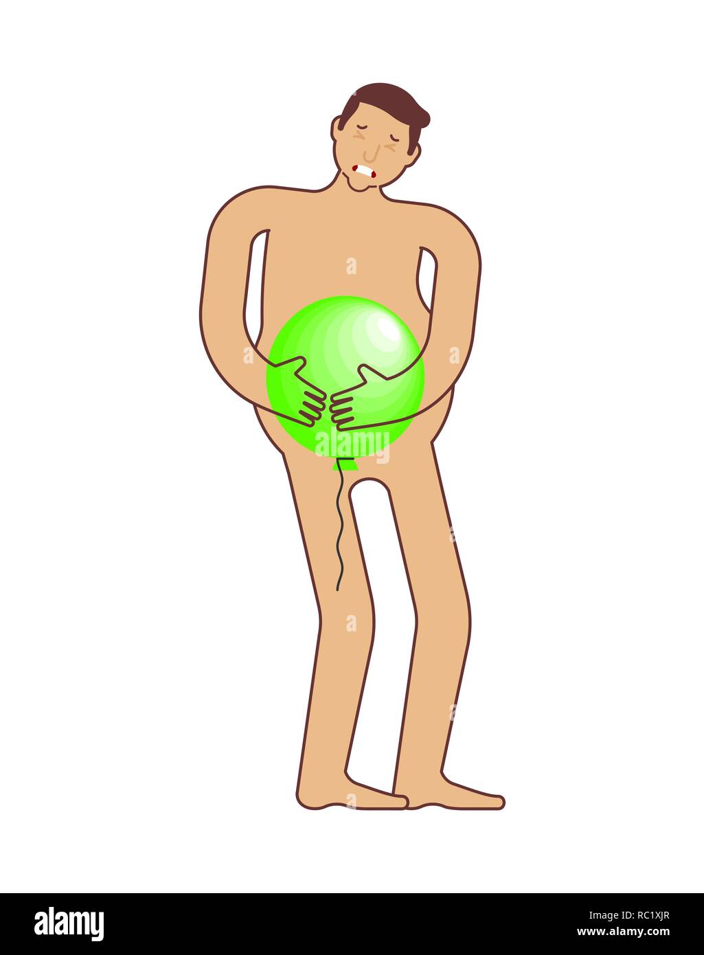 Les ballonnements. Gonflement de l'estomac. Ballon dans l'estomac. Ventre  malade. soins de santé médicaux douleur concept Image Vectorielle Stock -  Alamy