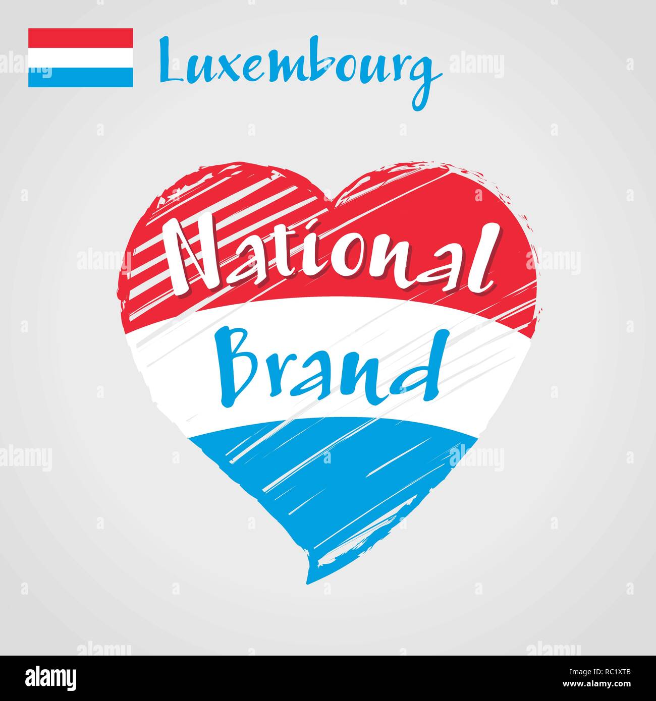 Drapeau vecteur Coeur de Luxembourg, marque nationale. Illustration de Vecteur