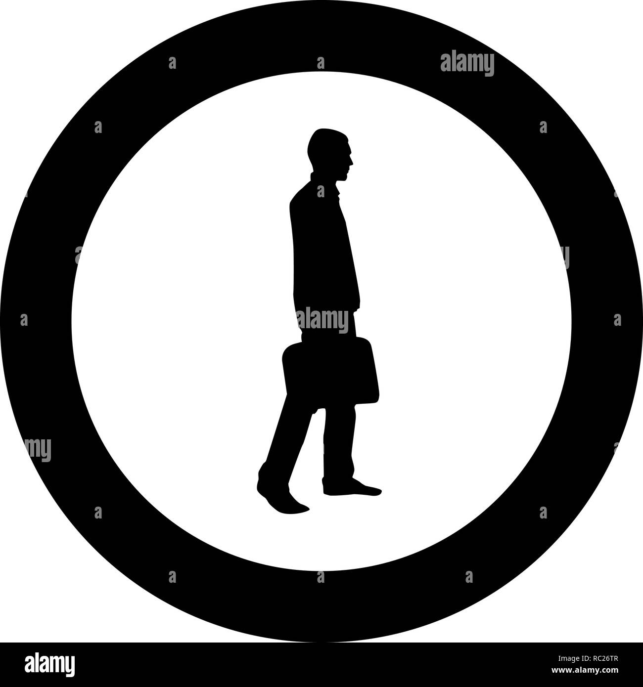 Businessman with briefcase pas en avant l'homme avec un sac dans sa main silhouesse icon noir vecteur de couleur J'imagedans simple style plat Illustration de Vecteur