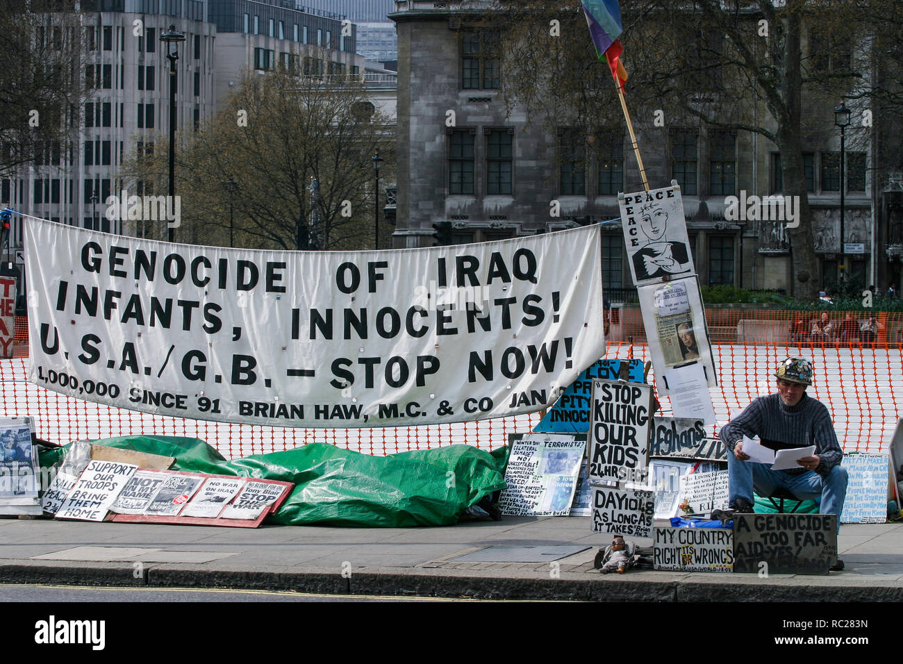Gréviste de la faim pour protester contre la guerre du Golfe, Londres, Grande-Bretagne, Royaume-Uni Banque D'Images