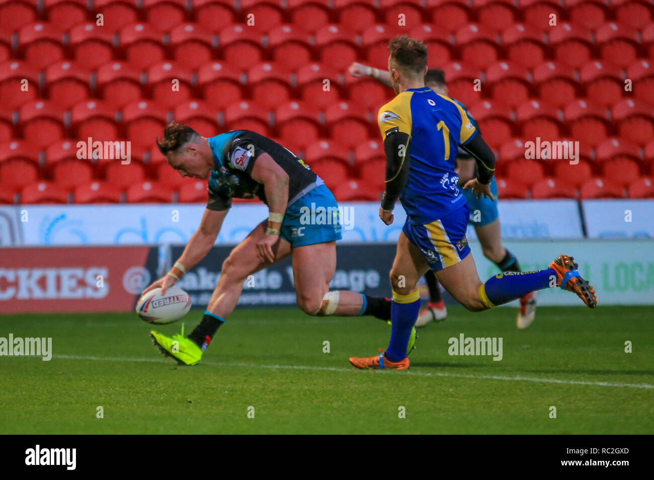 13 janvier 2019, Stade Keepmoat, Doncaster, Angleterre ; Betfred Rugby League match d'échauffement, Kyle Keswick testimonial, Doncaster RLFC vs Leeds Rhinos ; Credit : Craig Milner/News Images Banque D'Images