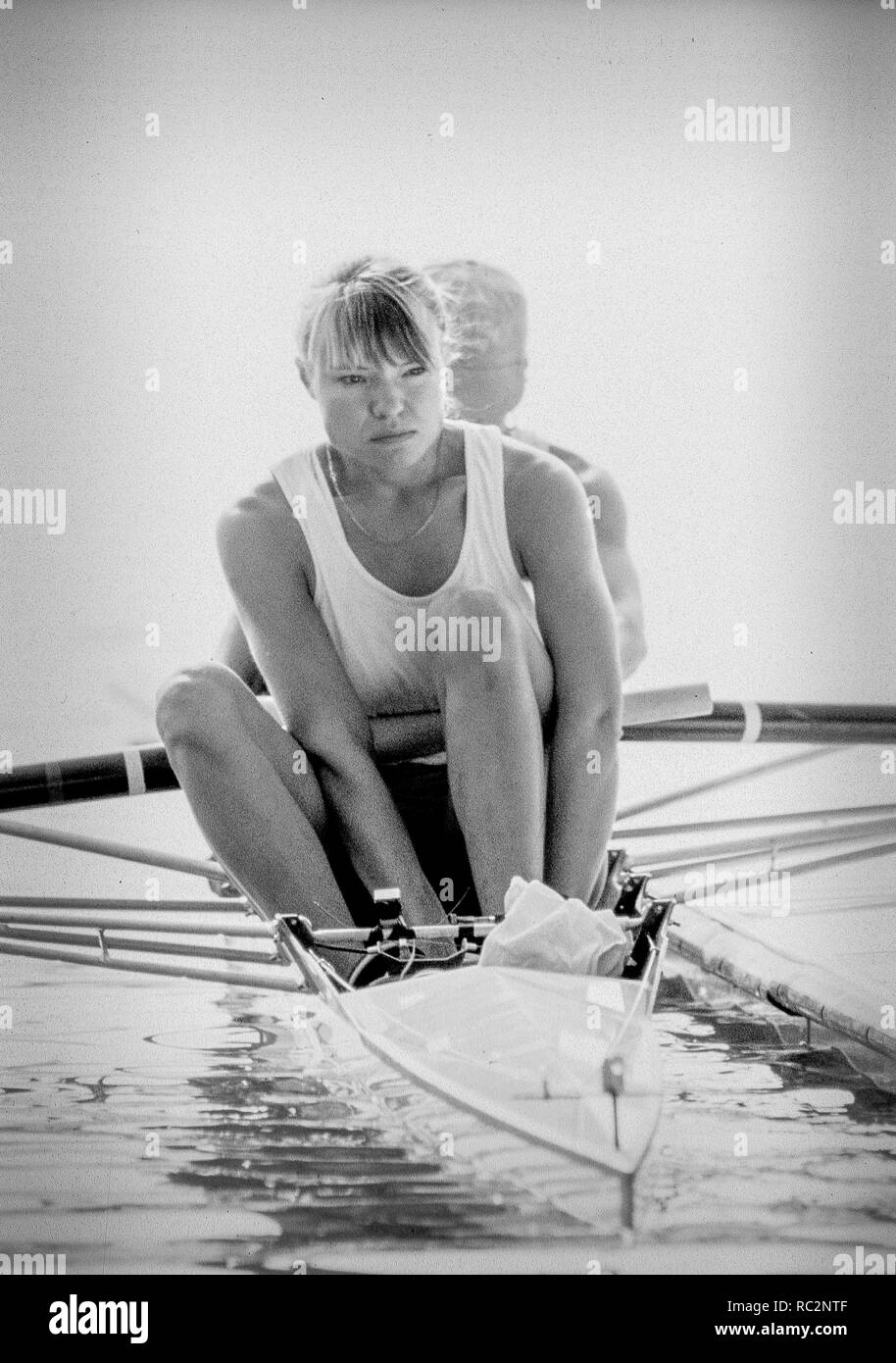 Jeux Olympiques de Barcelone 1992 - lac Banyoles, ESPAGNE, POUVEZ W2- Kathleen Heddle, {crédit obligatoire : © Peter Spurrier/Intersport Images] Banque D'Images