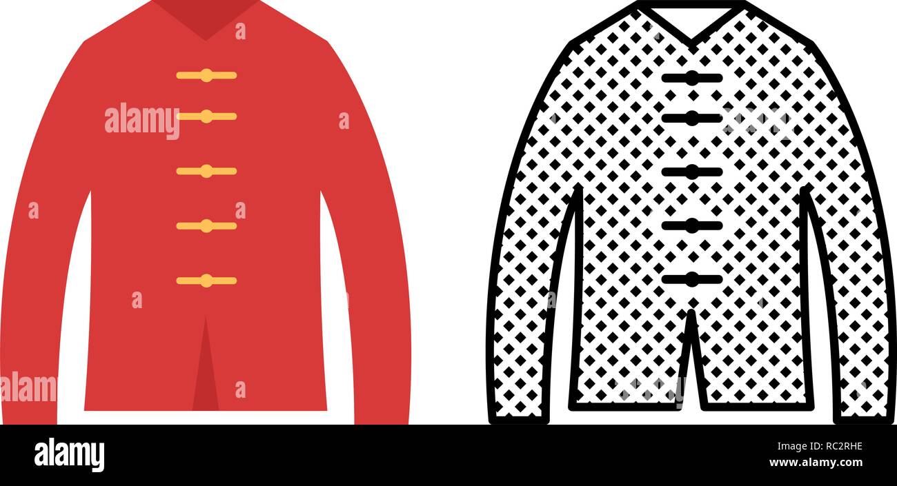 Vêtements traditionnels chinois, Icon Set vector illustration Illustration de Vecteur