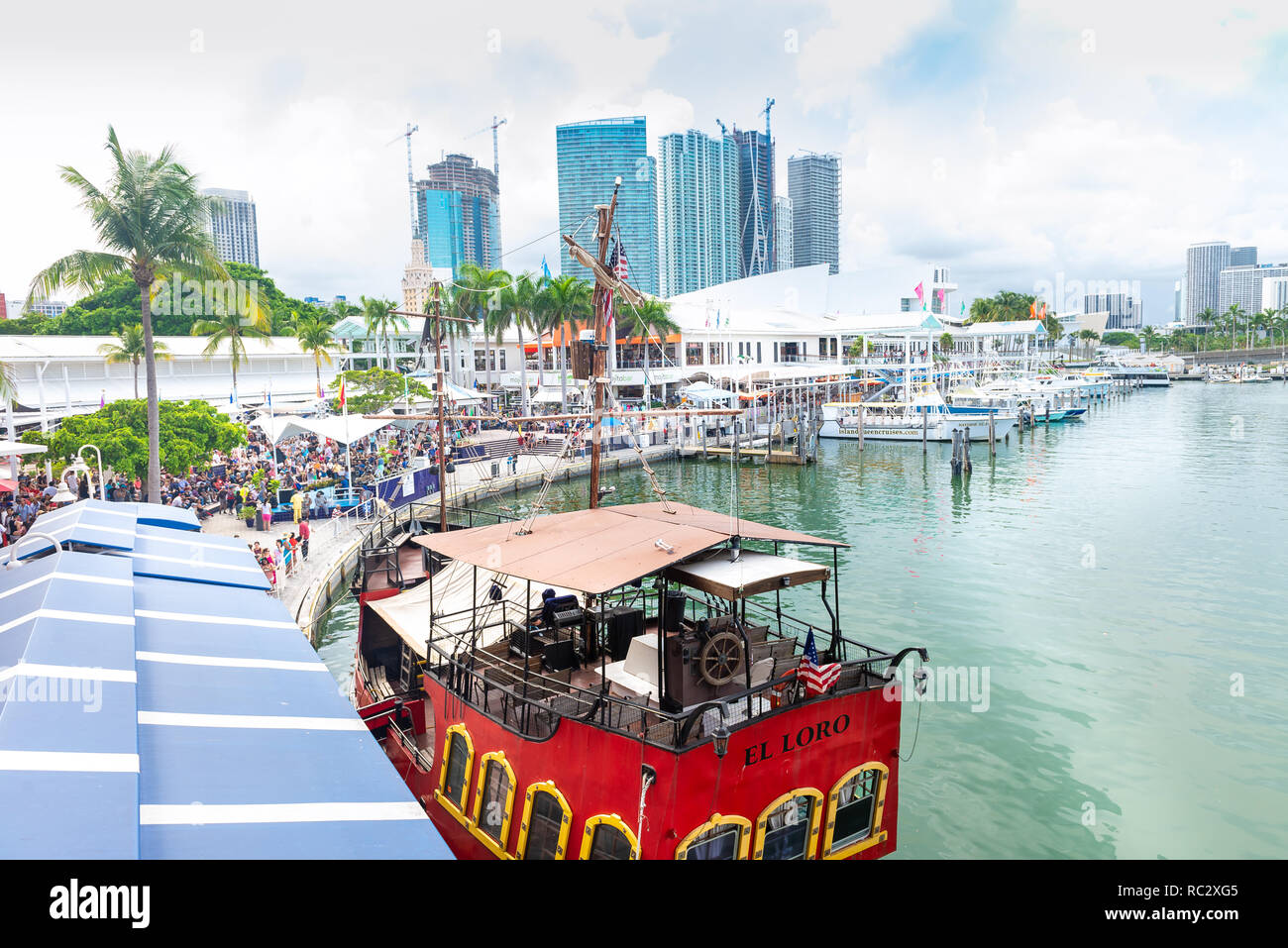 Miami, USA - jun 10, 2018 : l'arrière de la promenade Bayside à Miami Banque D'Images