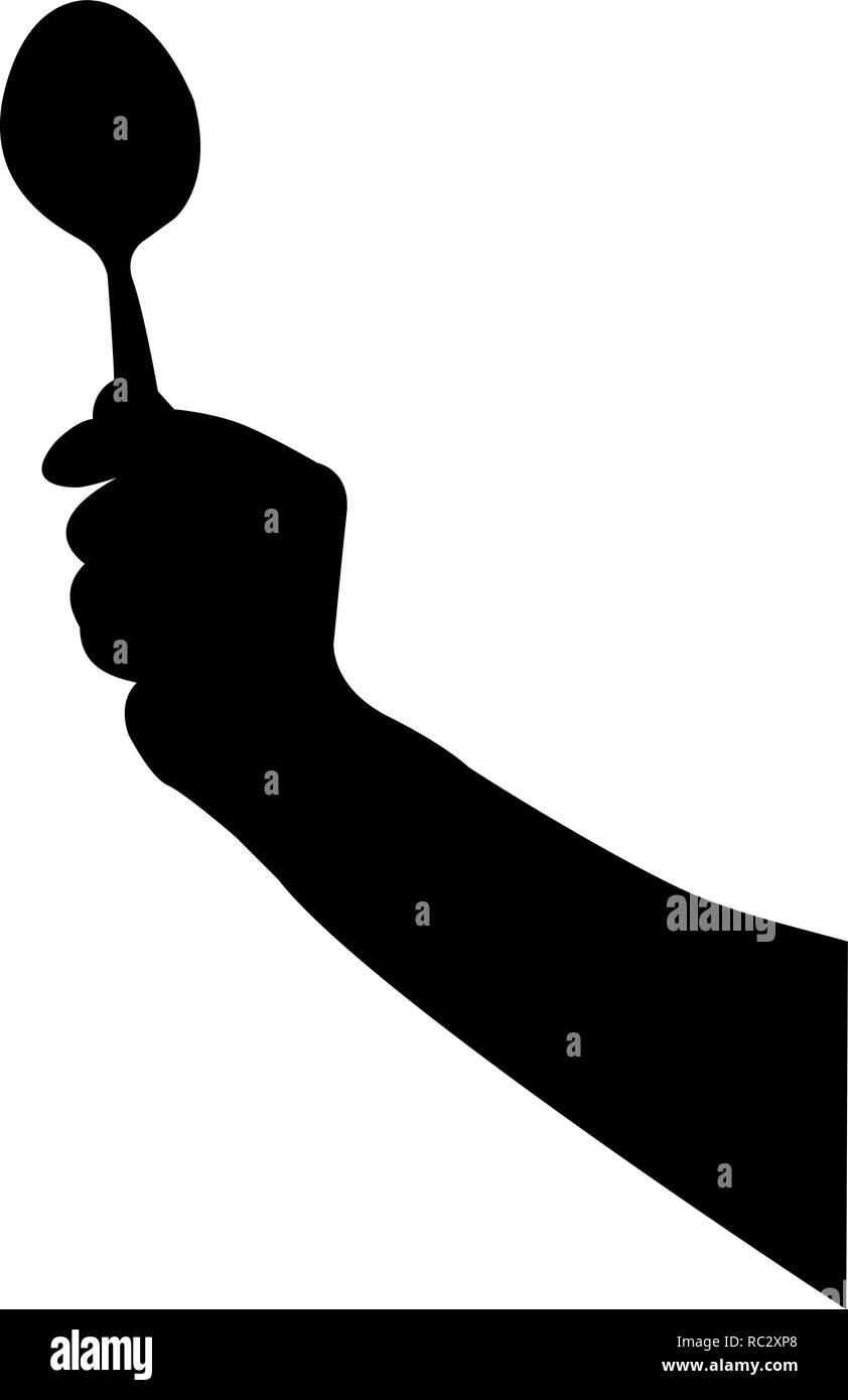 Cuillère dans la main, cuillère à soupe d'illustration vectorielle silhouette Illustration de Vecteur