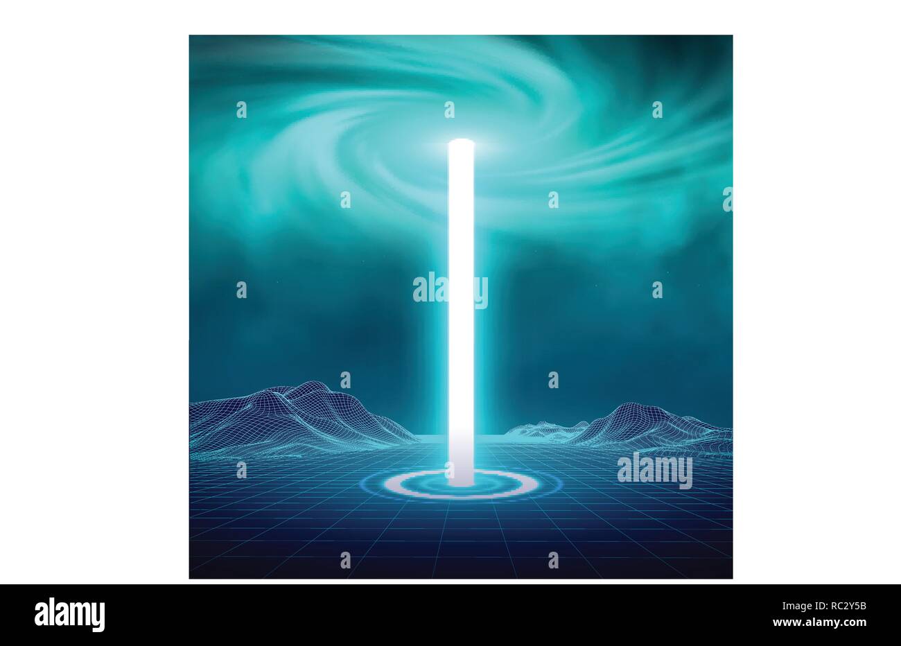 Néon Bleu Futuriste Portal Forme La Couronne De Lumière - 