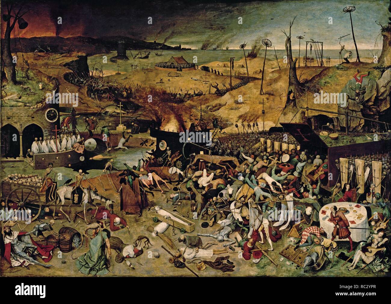 "Le Triomphe de la mort', ca. 1562, l'école flamande, huile sur panneau, 117 cm x 162 cm, P01393. Auteur : BRUEGEL L'ANCIEN, Pieter. Emplacement : Museo del Prado-PINTURA. MADRID. L'ESPAGNE. Banque D'Images