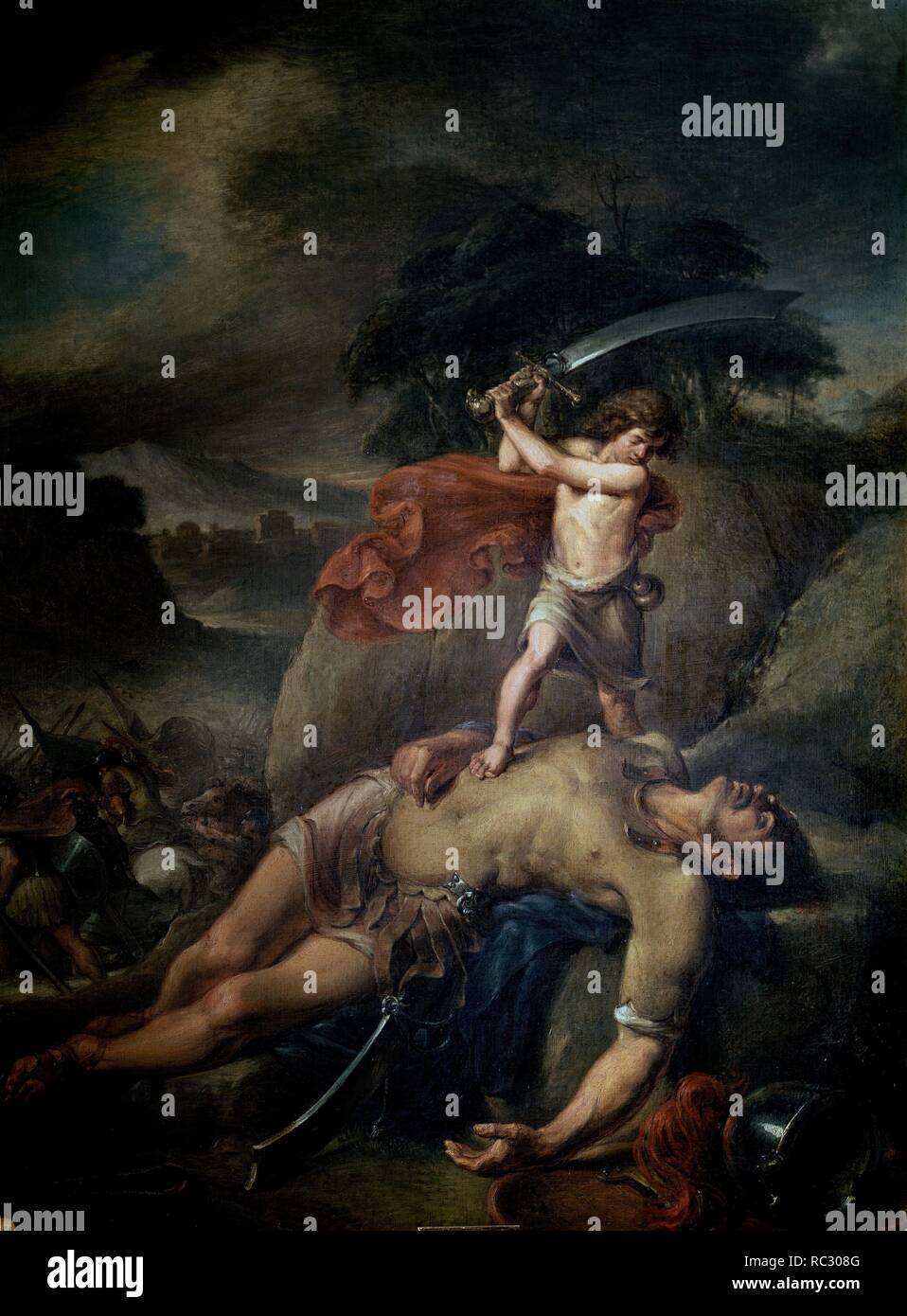 TRIUNFO DE DAVID SOBRE GOLIAT, 1842, O/L 168x127, NºINV 724. Auteur : Alenza, Leonardo. Lieu : ACADÉMIE DE SAN FERNANDO-PINTURA. MADRID. L'ESPAGNE. Banque D'Images