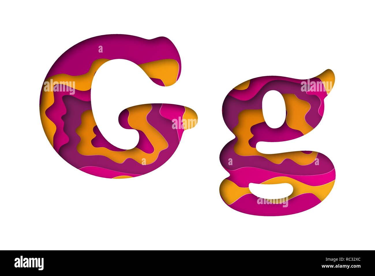 De l'art moderne de couleur papier lettre G. Vector illustration. La lettre G est coupé à partir de papier isolé. Illustration de Vecteur
