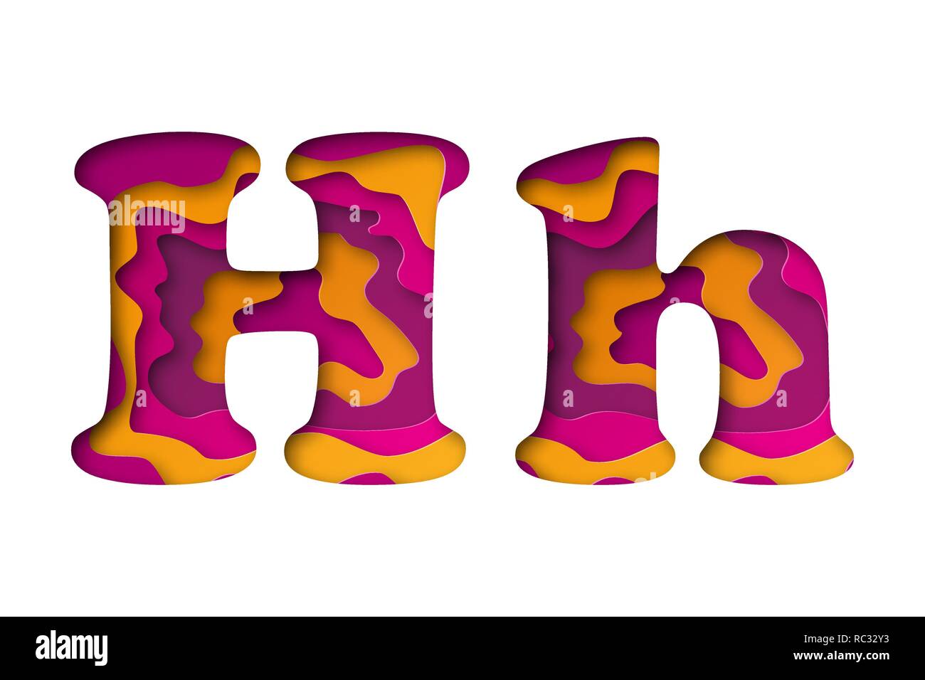 De l'art moderne de couleur papier lettre H. Vector illustration. La lettre H est coupé à partir de papier isolé. Illustration de Vecteur