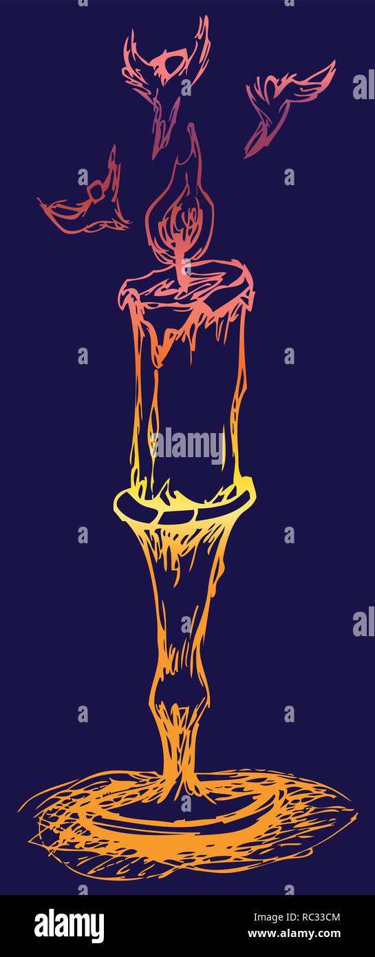 Cierge allumé avec le feu - éléments de contour dégradé coloré par jziprian Illustration de Vecteur