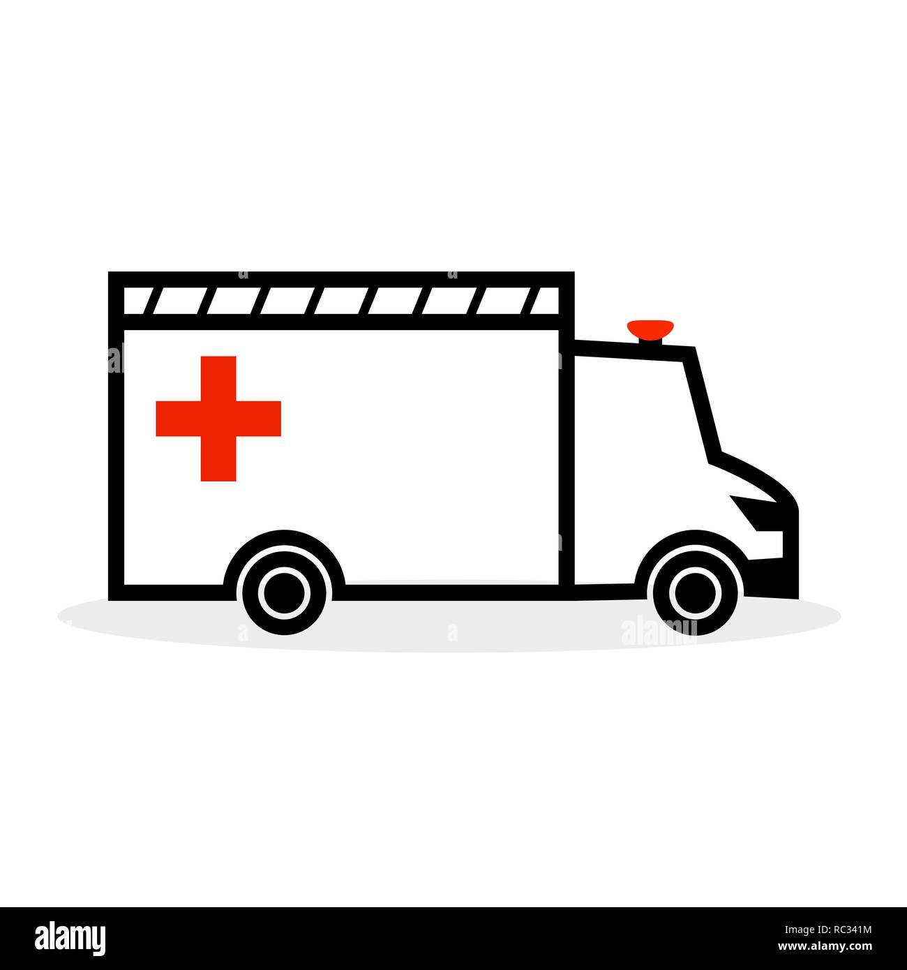 Dans l'icône de voiture ambulance modèle plat. Vector illustration. Ambulance isolated Illustration de Vecteur