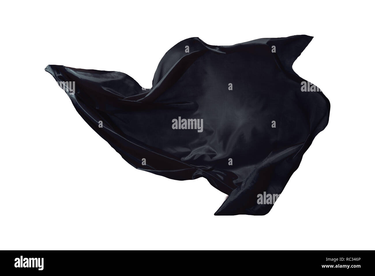 Abstraite noir tissu vol isolé sur fond blanc Banque D'Images