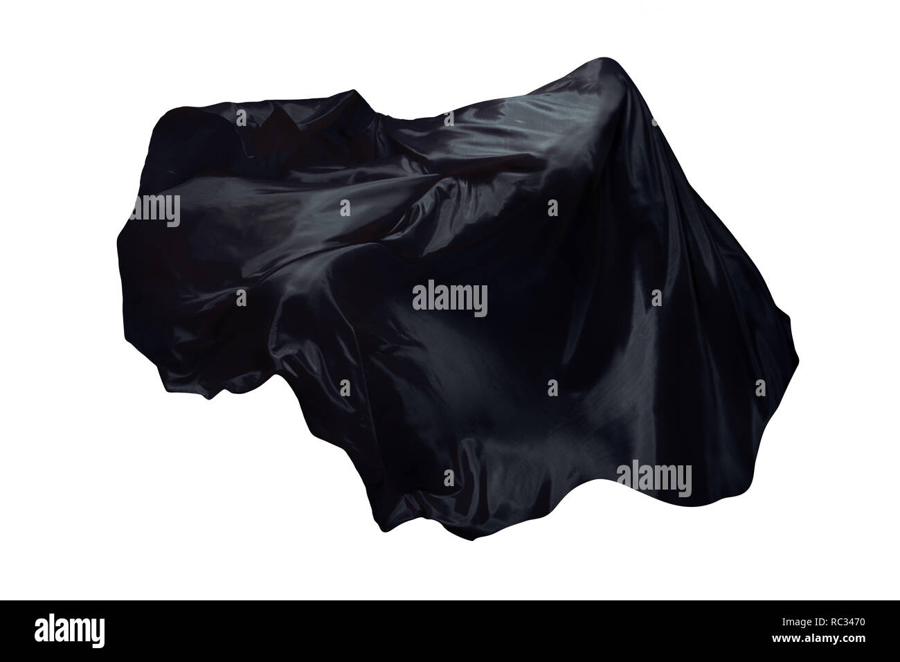 Abstraite noir tissu vol isolé sur fond blanc Banque D'Images