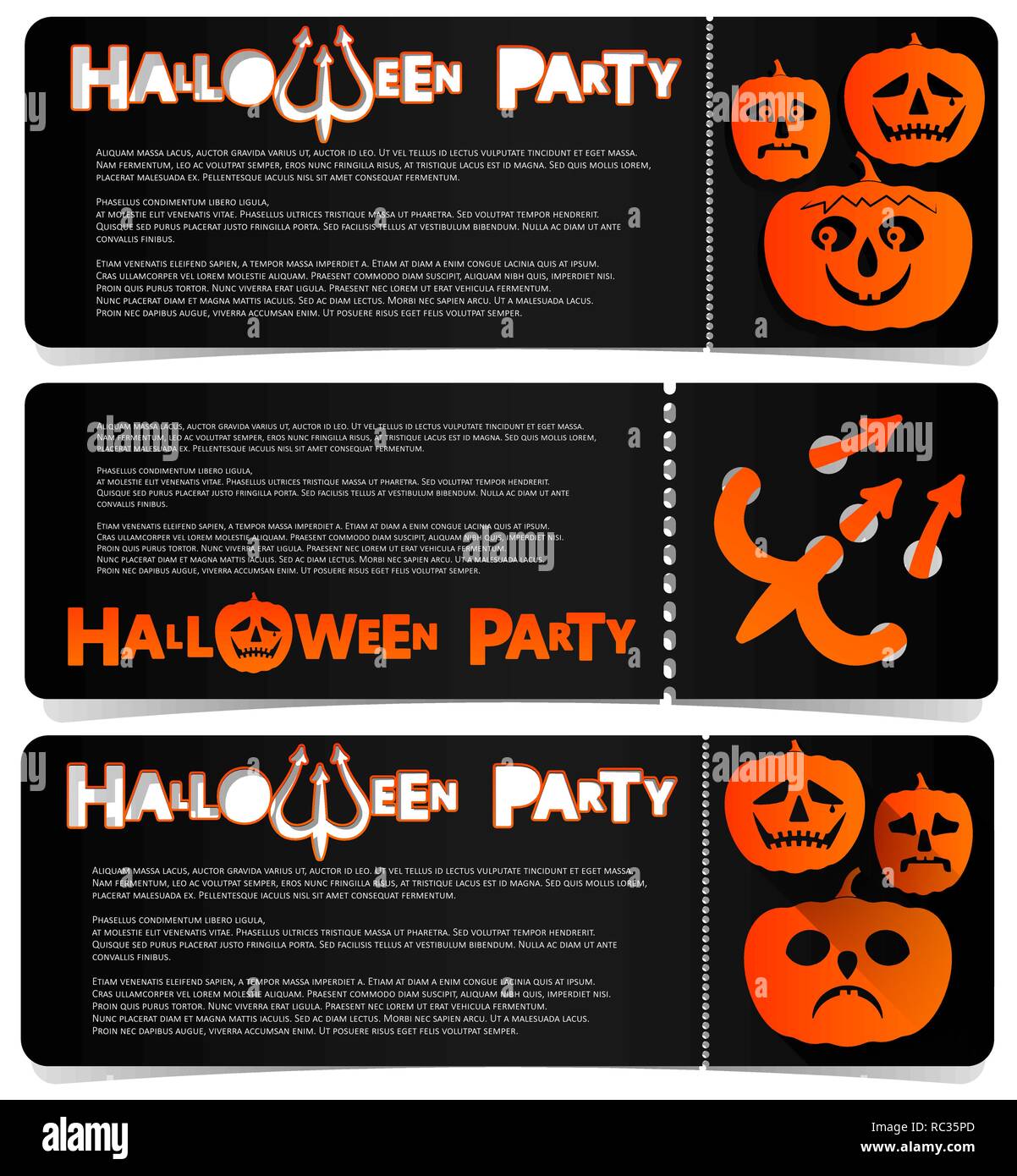 Flyer invitation à célébrer l'Halloween. Entente horizontale. Une partie dans un club, un café ou un festival. Les couleurs orange et noir. Copier l'espace. Illustration de Vecteur