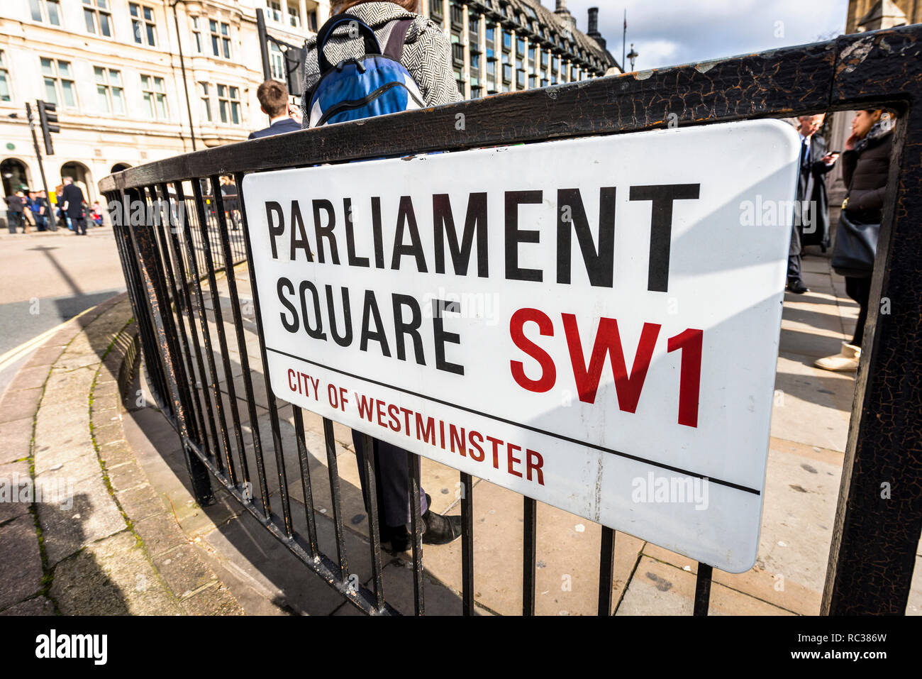 La place du parlement,sw1,street sign,Londres,ANGLETERRE,uk Banque D'Images