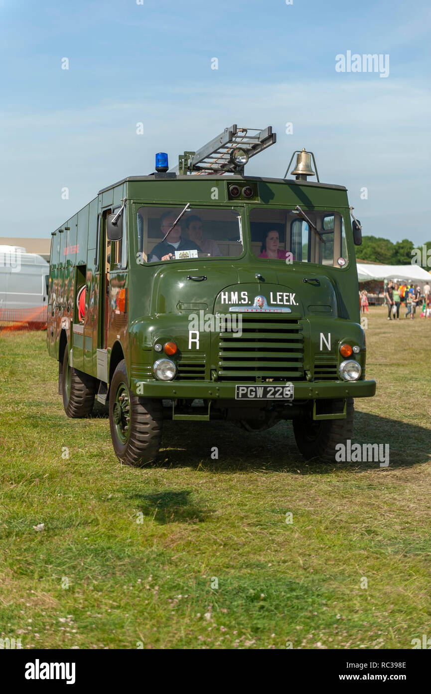 RLHZ Bedford Vintage pompe automotrice ou 'Green Goddess' à Preston Rallye à vapeur, Kent, Angleterre. Banque D'Images