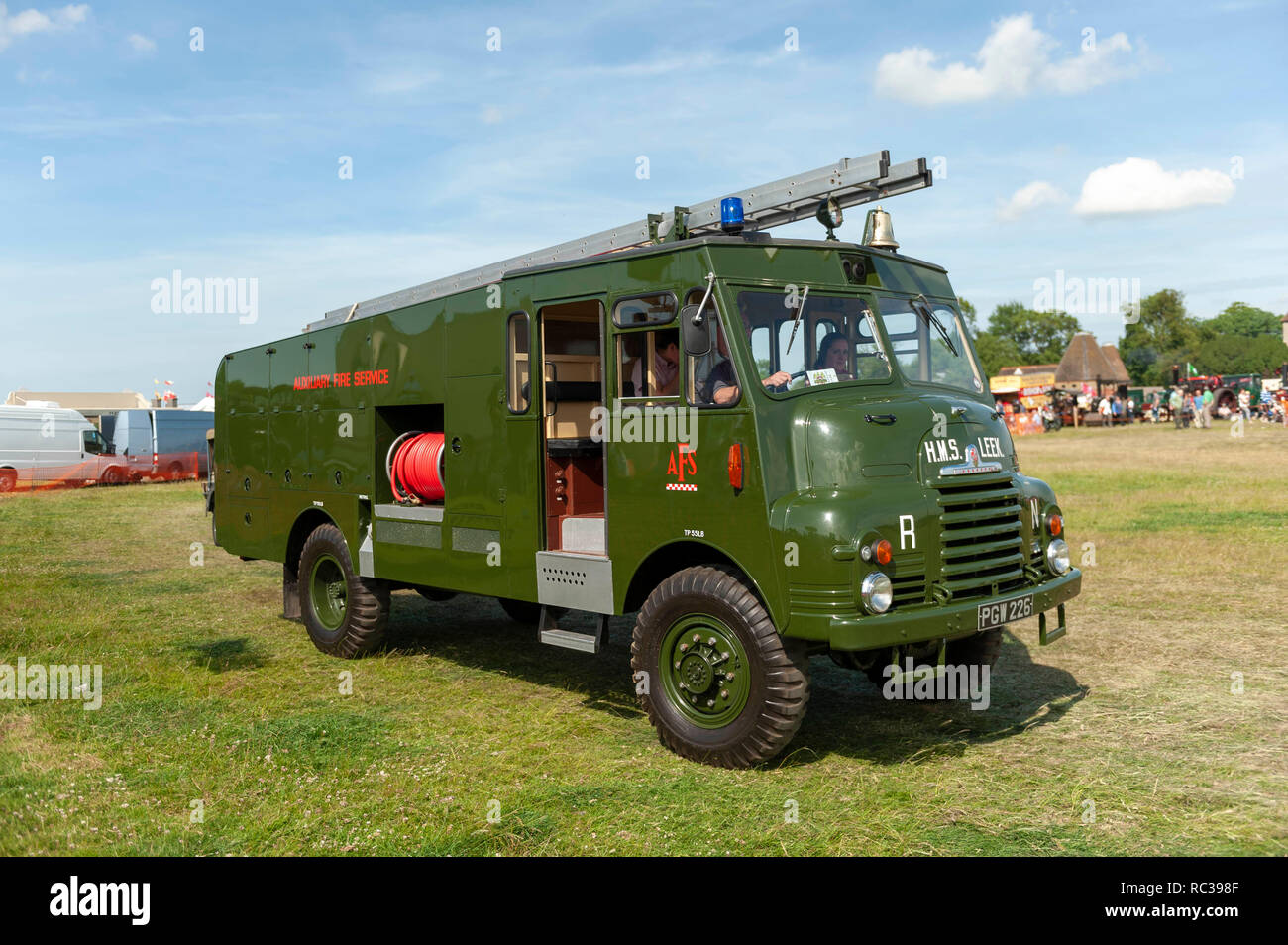 RLHZ Bedford Vintage pompe automotrice ou 'Green Goddess' à Preston Rallye à vapeur, Kent, Angleterre. Banque D'Images