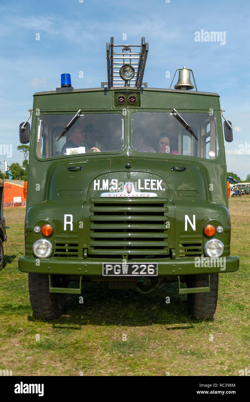 RLHZ Bedford Vintage pompe automotrice ou 'Green Goddess' à Preston Rallye à vapeur, Kent, Angleterre. Banque D'Images