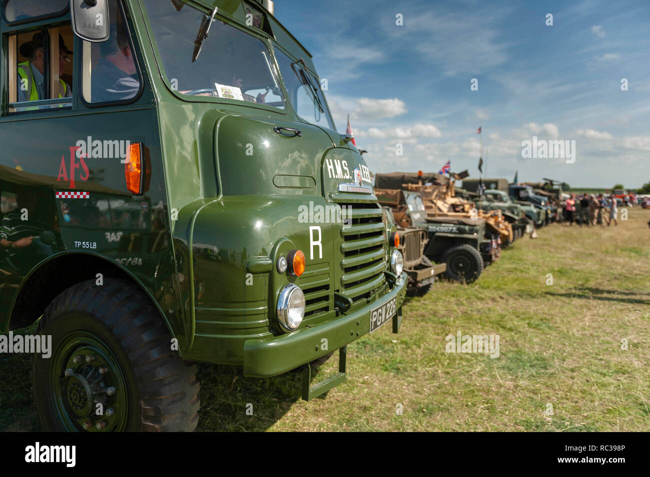 RLHZ Bedford Vintage pompe automotrice ou 'Green Goddess' à Preston Rallye à vapeur, Kent, Angleterre. Banque D'Images