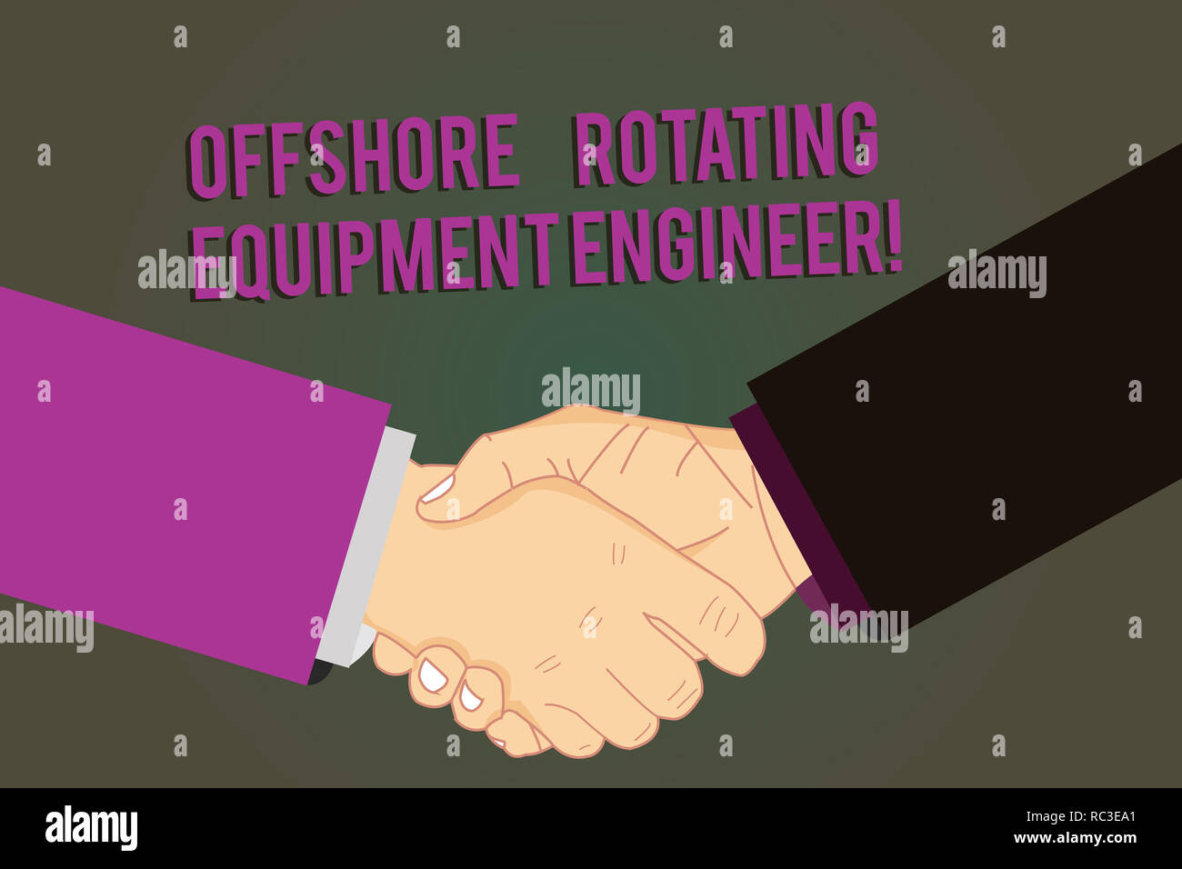 L'écriture de texte Word équipement rotatif Offshore Ingénieur. Concept d'affaires pour l'industrie du pétrole et du gaz analyse ingénierie Hu se serrer la main sur l'Accord G Banque D'Images