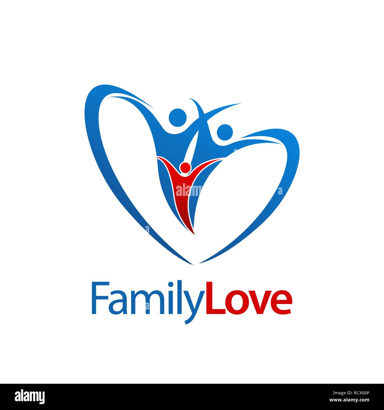 Les trois famille amour concept logo design. Modèle de graphique vectoriel de l'élément symbole Illustration de Vecteur