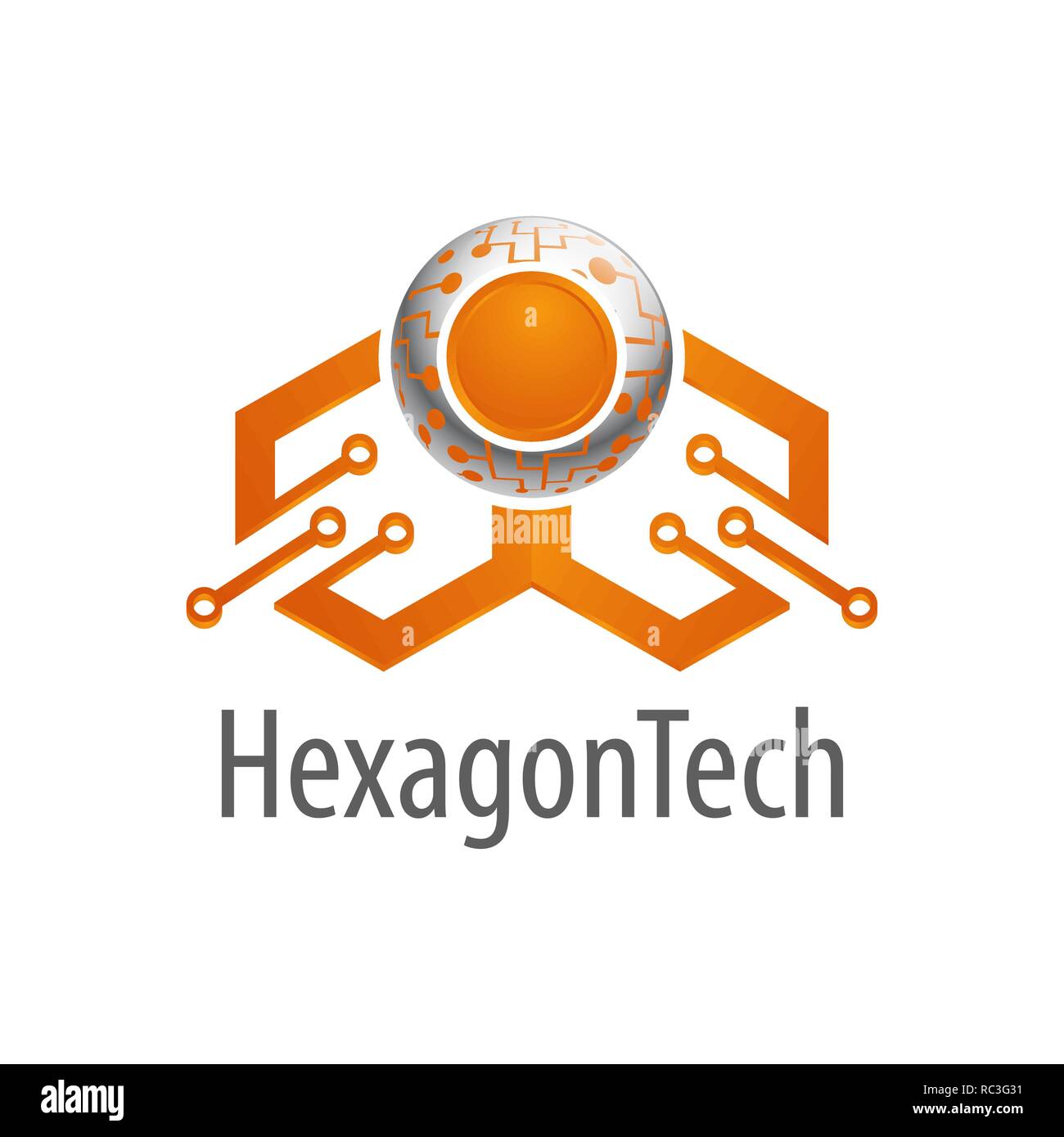 Logo de la technologie hexagonale concept design. Modèle de graphique vectoriel de l'élément symbole Illustration de Vecteur