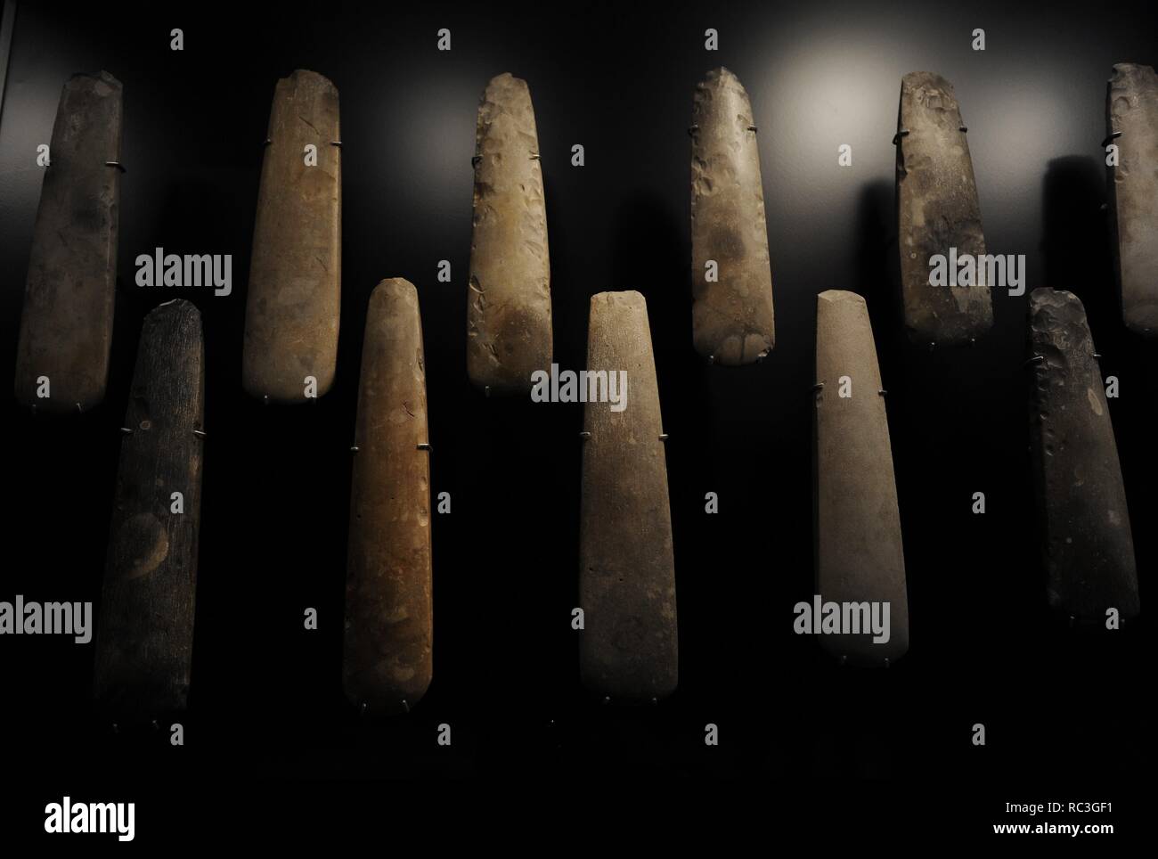 Hache en silex qui sont sacrifiés. D Sigersdal Mose, dans le nord de la Nouvelle-Zélande. C. 3500 BC. Musée national du Danemark. Copenhague. Le Danemark. Banque D'Images