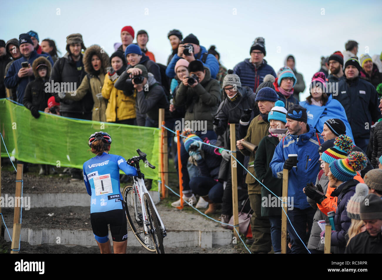 Cycloparc PPJ, Gravesend, Kent, UK. 13 Jan, 2019. 1 Helen Wyman Xypex - point le sport. En vertu de l'Elite et 23 femmes Faits Saillants. Royaume-uni HSBC Cyclo-Cross championnats. Crédit : David Partridge/Alamy Live News Banque D'Images