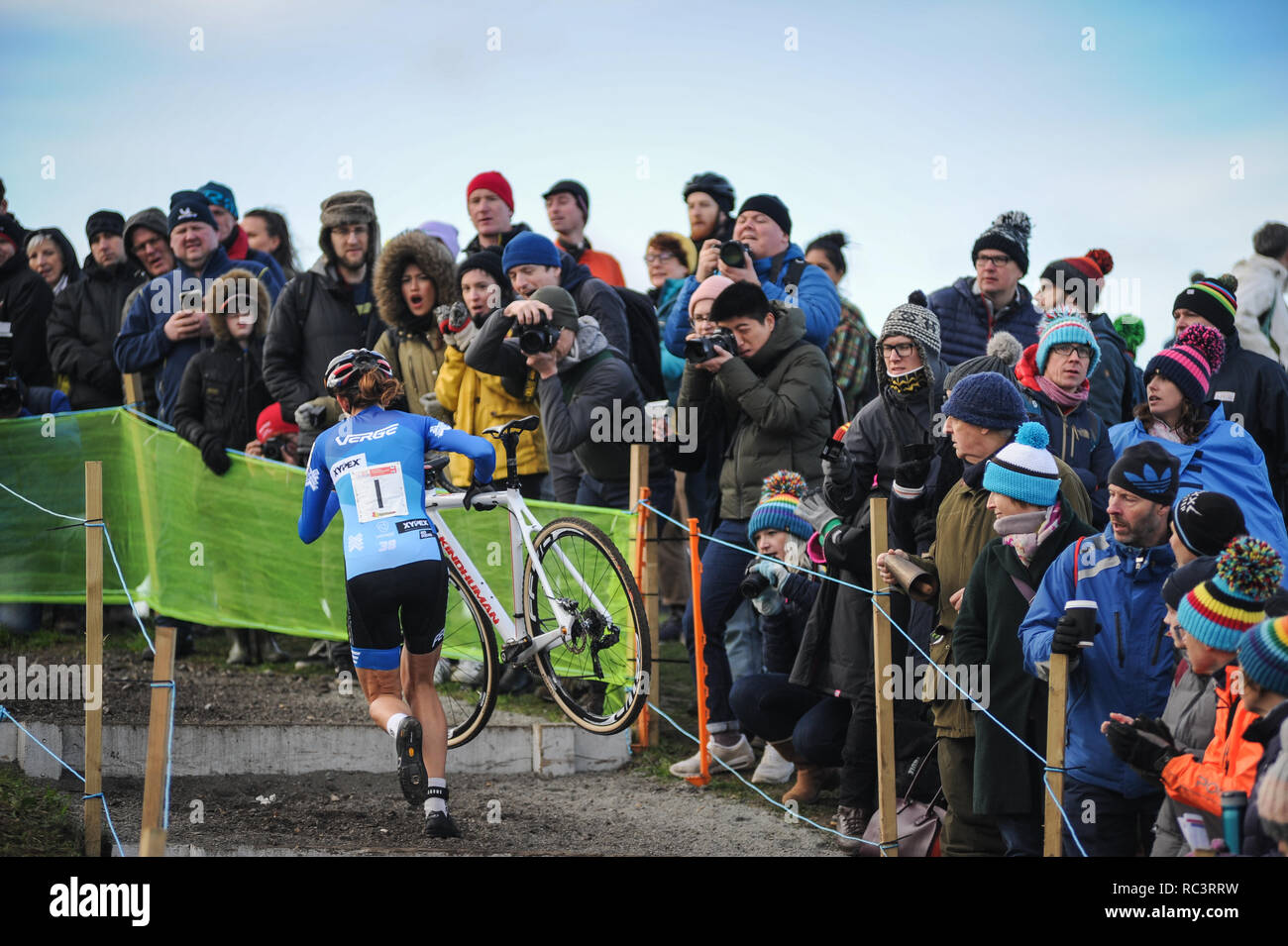 Cycloparc PPJ, Gravesend, Kent, UK. 13 Jan, 2019. 1 Helen Wyman Xypex - point le sport. En vertu de l'Elite et 23 femmes Faits Saillants. Royaume-uni HSBC Cyclo-Cross championnats. Crédit : David Partridge/Alamy Live News Banque D'Images